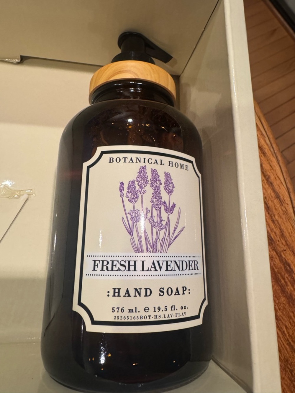 Botanical Home Fresh Lavender Hand Soap - Amber Bottle with Wood Pump